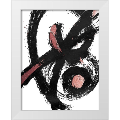 Jaidens Swirl Rose White Modern Wood Framed Art Print by OnRei