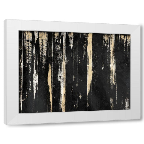 Gold Streaks White Modern Wood Framed Art Print by OnRei