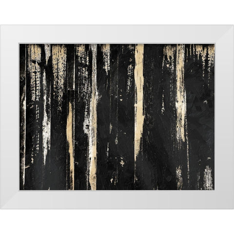 Gold Streaks White Modern Wood Framed Art Print by OnRei