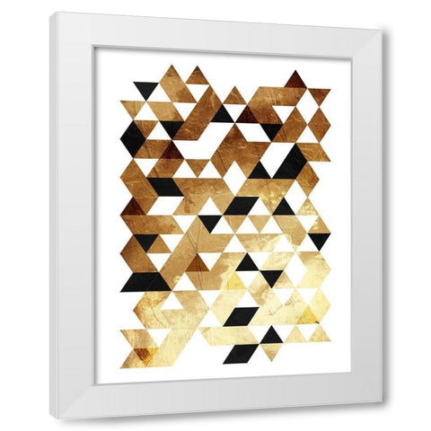 Golden Triangles White Modern Wood Framed Art Print by OnRei