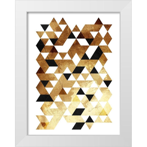 Golden Triangles White Modern Wood Framed Art Print by OnRei