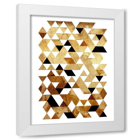 Golden Triangles Mate White Modern Wood Framed Art Print by OnRei