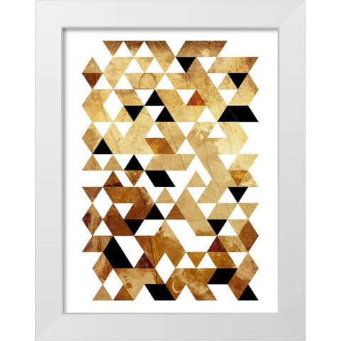 Golden Triangles Mate White Modern Wood Framed Art Print by OnRei