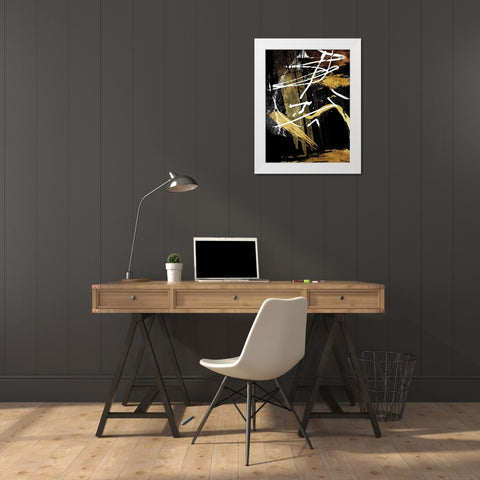 Distraction White Modern Wood Framed Art Print by OnRei