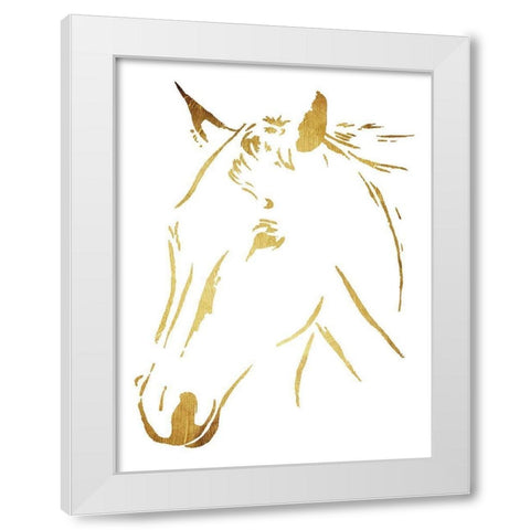 Gold Horse White Modern Wood Framed Art Print by OnRei