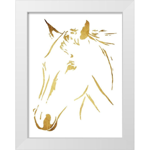 Gold Horse White Modern Wood Framed Art Print by OnRei