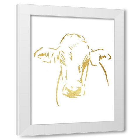 Gold Cow White Modern Wood Framed Art Print by OnRei