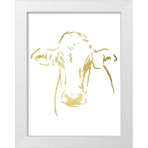 Gold Cow White Modern Wood Framed Art Print by OnRei