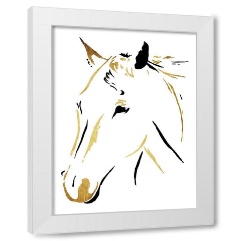 Gold Black Horse White Modern Wood Framed Art Print by OnRei