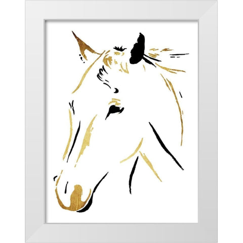 Gold Black Horse White Modern Wood Framed Art Print by OnRei