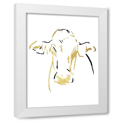 Gold Black Cow White Modern Wood Framed Art Print by OnRei