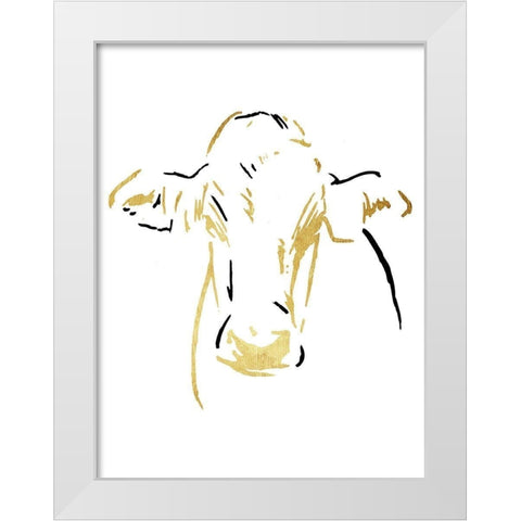 Gold Black Cow White Modern Wood Framed Art Print by OnRei