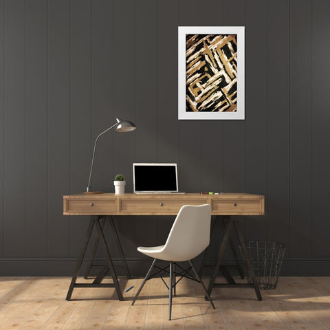 Hectic Maze White Modern Wood Framed Art Print by OnRei