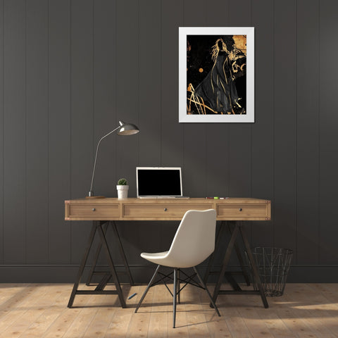 Gold In The Wind White Modern Wood Framed Art Print by OnRei