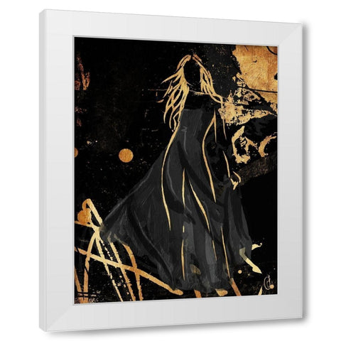 Gold In The Wind White Modern Wood Framed Art Print by OnRei