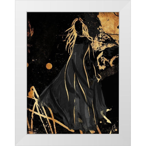 Gold In The Wind White Modern Wood Framed Art Print by OnRei