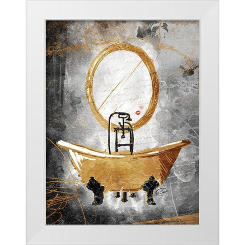 Golden Relaxation White Modern Wood Framed Art Print by OnRei