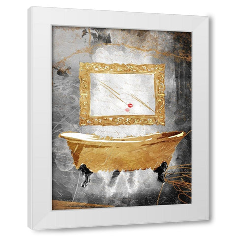 Golden Calmness White Modern Wood Framed Art Print by OnRei