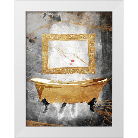 Golden Calmness White Modern Wood Framed Art Print by OnRei