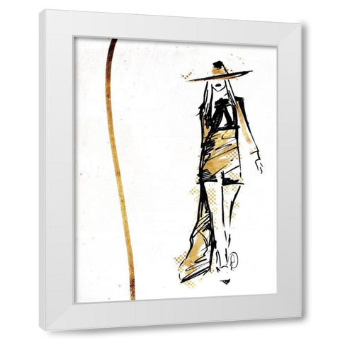 Golden Runway White Modern Wood Framed Art Print by OnRei