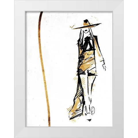 Golden Runway White Modern Wood Framed Art Print by OnRei