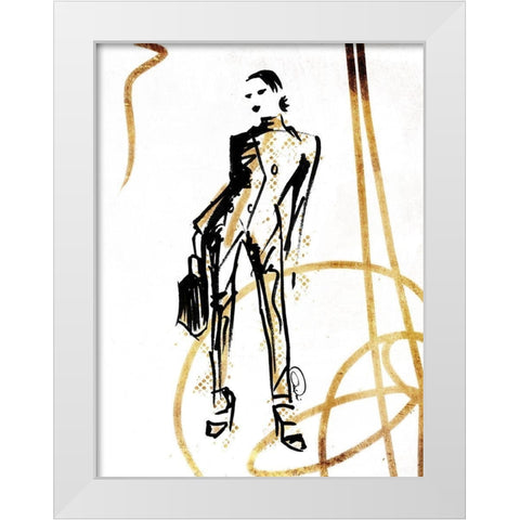 Golden Runway Stance White Modern Wood Framed Art Print by OnRei