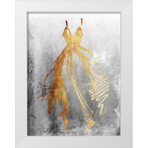 Runway Dress Textured White Modern Wood Framed Art Print by OnRei