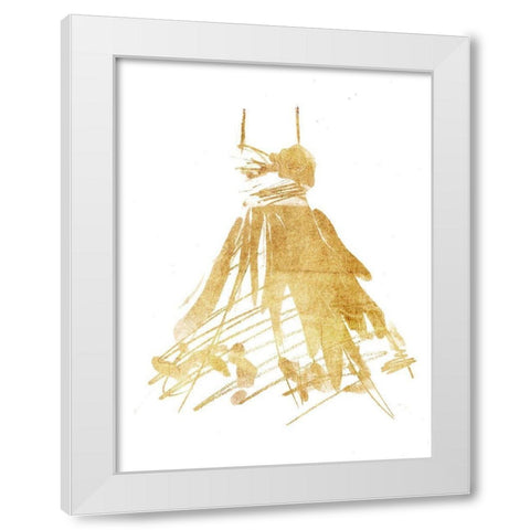 Golden Dress Three White Modern Wood Framed Art Print by OnRei