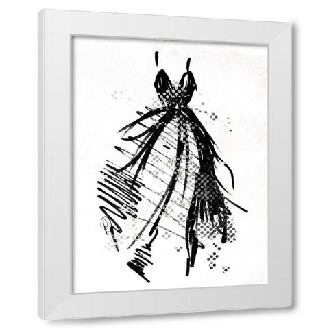 Silver Runway Dress White Modern Wood Framed Art Print by OnRei