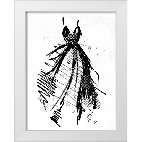 Silver Runway Dress White Modern Wood Framed Art Print by OnRei