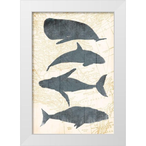 Whale Map White Modern Wood Framed Art Print by OnRei