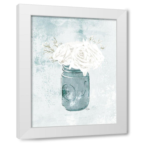 Flowers In A Jar White Modern Wood Framed Art Print by OnRei