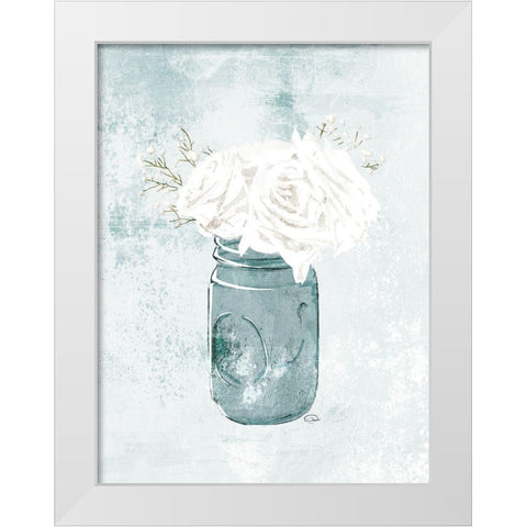 Flowers In A Jar White Modern Wood Framed Art Print by OnRei