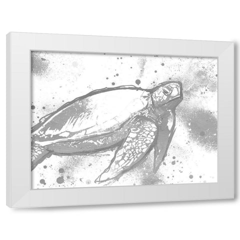 Turtle In The Grey White Modern Wood Framed Art Print by OnRei