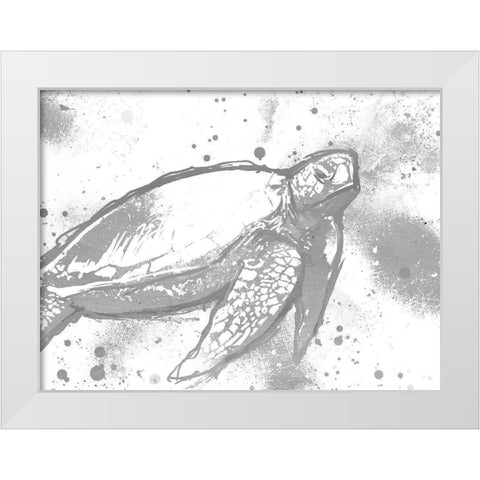 Turtle In The Grey White Modern Wood Framed Art Print by OnRei