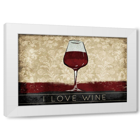 I Love Wine White Modern Wood Framed Art Print by OnRei