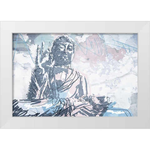 Meditate White Modern Wood Framed Art Print by OnRei