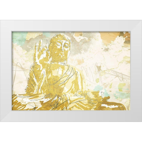 Meditate Gold White Modern Wood Framed Art Print by OnRei