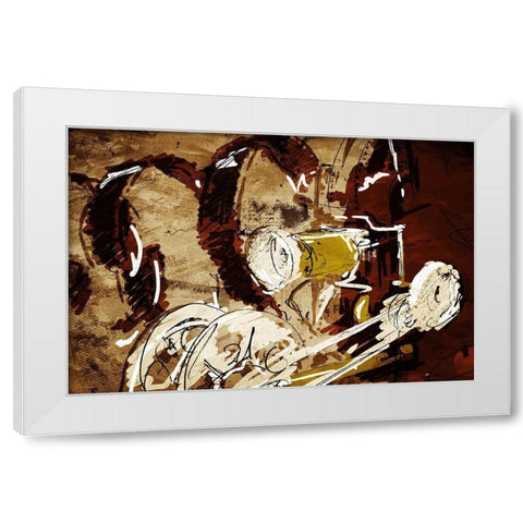 Projector And Film White Modern Wood Framed Art Print by OnRei