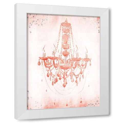 Blush Silver Chandelier White Modern Wood Framed Art Print by OnRei