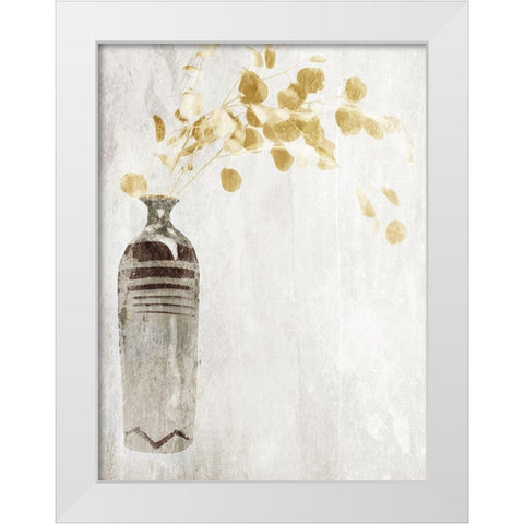 Yellow Flowers In Vase White Modern Wood Framed Art Print by OnRei