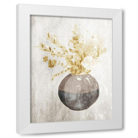 Yellow Flowers In Vase Mate White Modern Wood Framed Art Print by OnRei