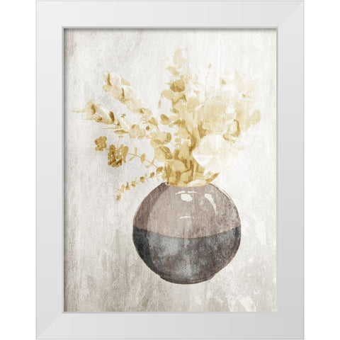 Yellow Flowers In Vase Mate White Modern Wood Framed Art Print by OnRei