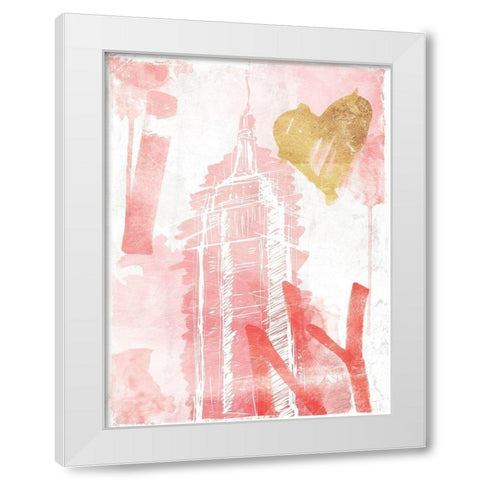 I Love NY Blush White Modern Wood Framed Art Print by OnRei