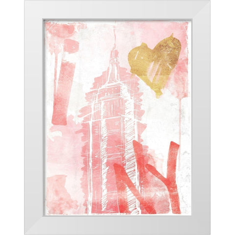 I Love NY Blush White Modern Wood Framed Art Print by OnRei