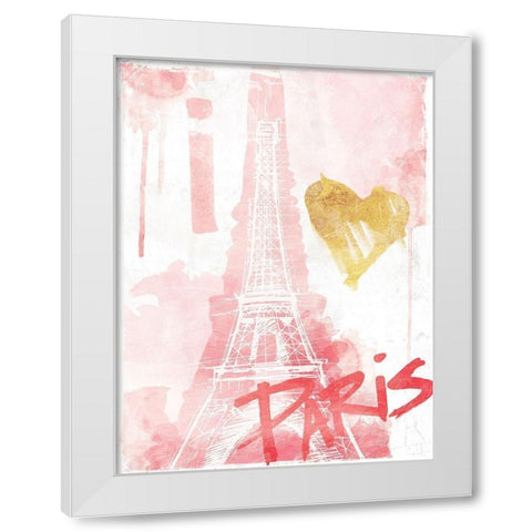 I Love Paris Blush White Modern Wood Framed Art Print by OnRei