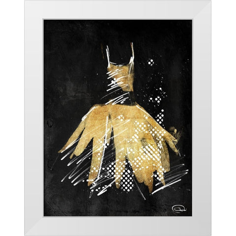 Gold Dress White Dots White Modern Wood Framed Art Print by OnRei