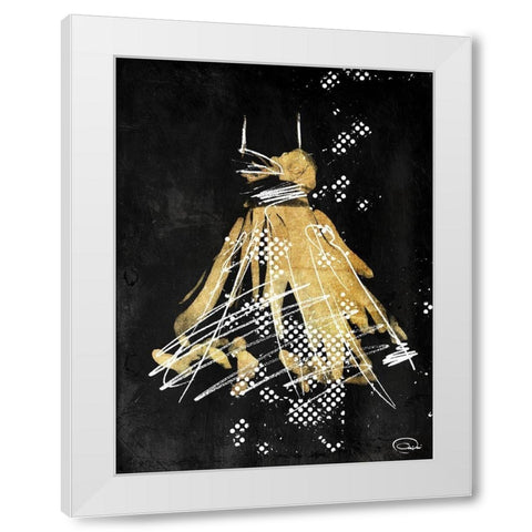 Gold Dress White Dots Two White Modern Wood Framed Art Print by OnRei