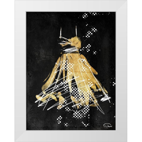 Gold Dress White Dots Two White Modern Wood Framed Art Print by OnRei