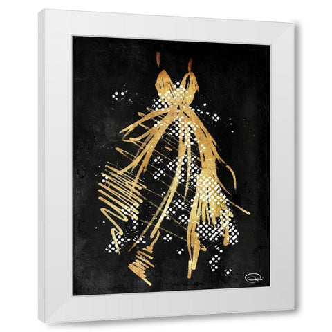 Gold Dress White Dots Three White Modern Wood Framed Art Print by OnRei